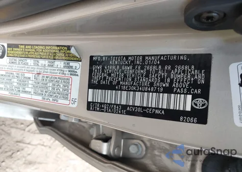 2004 Toyota Camry Le from USA, damaged, VIN 4T1BE30K34U848719
